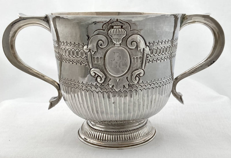 William III Silver Porringer, Inscription for Lt. Col. Marriott MVO DSO. London 1701 William Denney. 19.6 troy ounces.