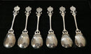 Edwardian Period set of Six Arts & Crafts Coffee Spoons with Entrelac Stems & Seed Pod Terminals.