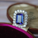 Handmade 18ct White Gold Tanzanite & Diamond Cluster Ring