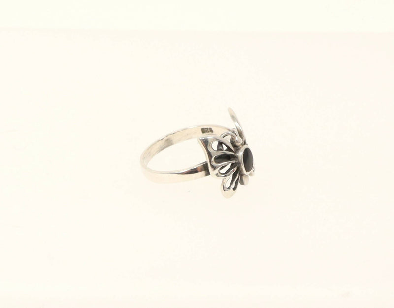 Vintage Silver & Onyx Butterfly Ring