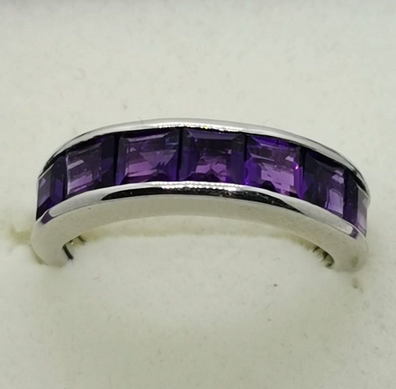 Lusaka amethyst half eternity ring. Size N