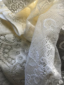 Victorianna Style Cream Cotton Lace Curtain Panel Ready To Hang - 35"/35" 88cms