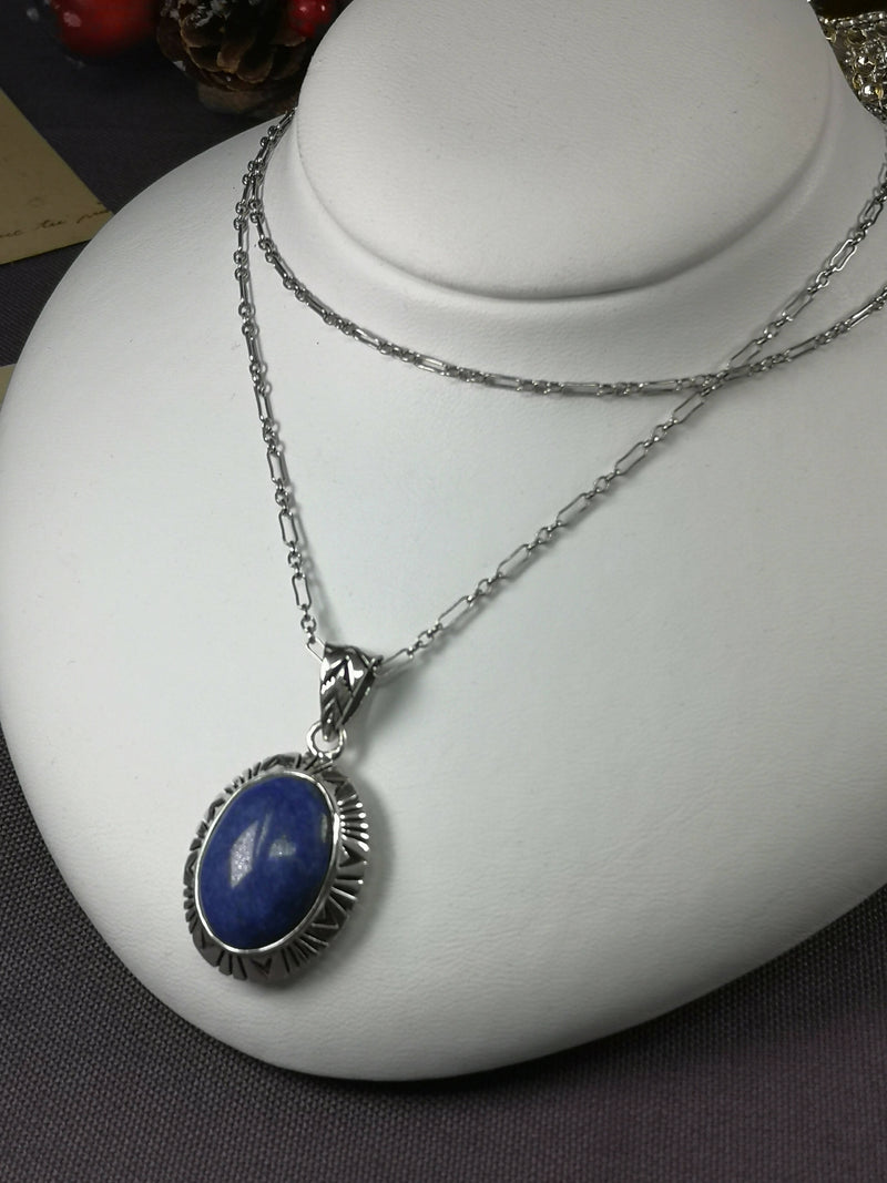 Silver & Lapis Lazuli Pendant & Chain