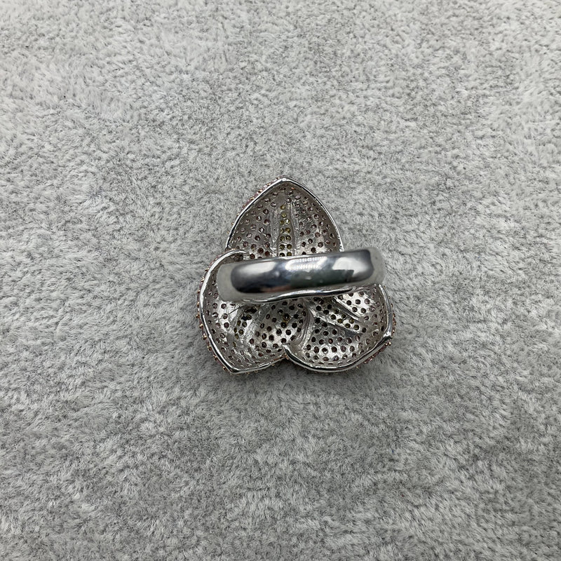 Silver and crystal paste cocktail ring
