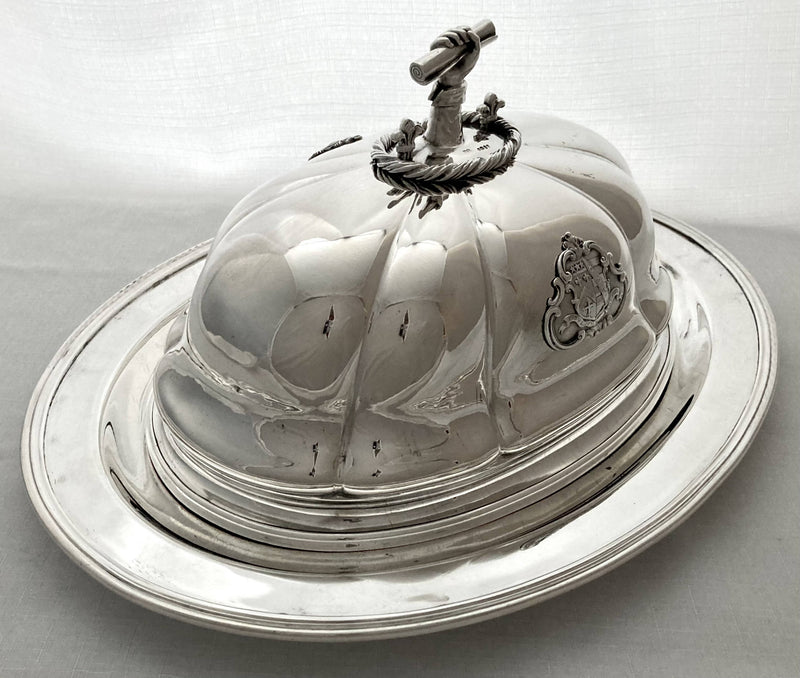 Old Sheffield Plate Dome with Silver Armorial & Handle for Robert Stephenson, Civil & Railway Engineer, Builder of the Rocket Locomotive.