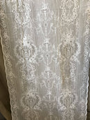 Leila Victorian design cream cotton lace curtain panel 36" x 84" long