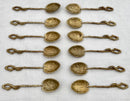 Victorian Cased Set of Twelve Naturalistic Leaf & Vine Form Gilt Metal Teaspoons, circa 1870 - 1890.