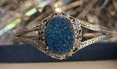 New Artisan Drusy Cobalt Blue (Ovl 20x15mm) Cuff Bangle (Size 7.5) in Sterling Silver 13.00 Ct