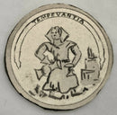 19th Century Boxwood Counter Box Enclosing Nine Armorial Watercolour Roundels.