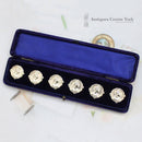 Art Nouveau Set of 6 Silver Buttons in Fitted Case