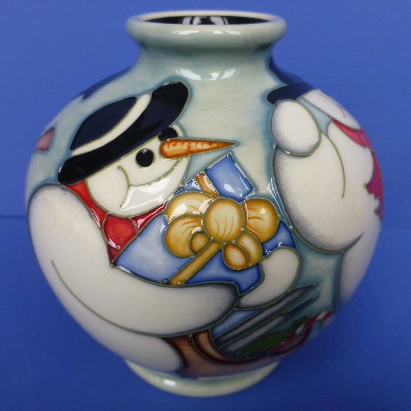 Moorcroft Christmas Snowman Vase - Snow Dance By Kerry Goodwin