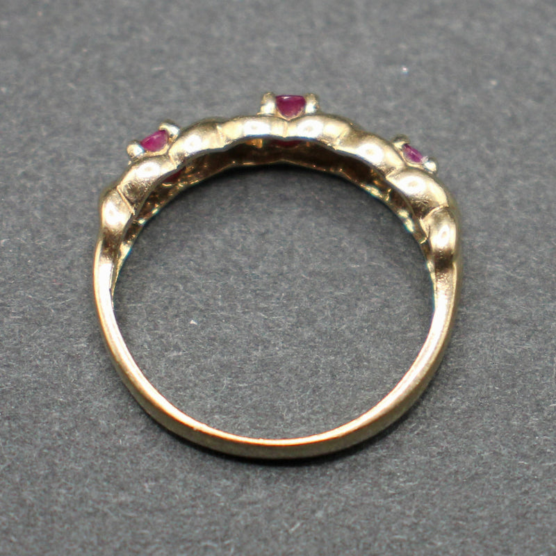 9ct gold ruby three stone ring