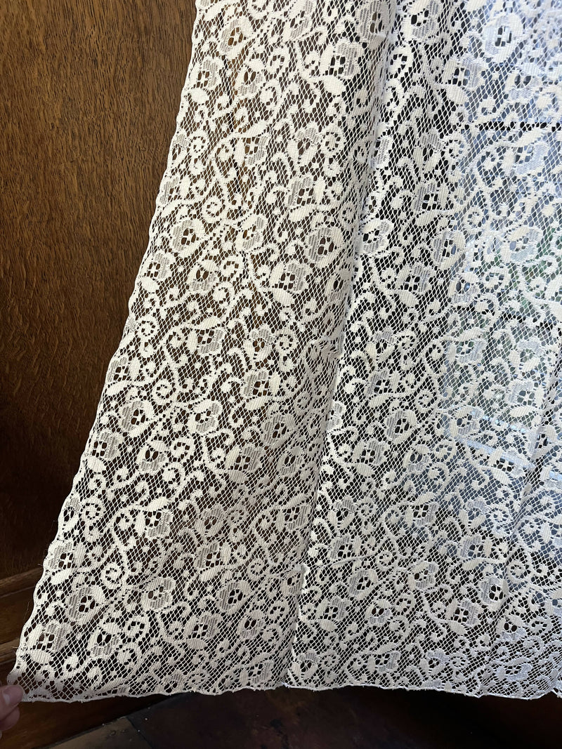 14 Point Lace All Over Floral Design Lace Panel Remnant to finish in ivory 59"/37"