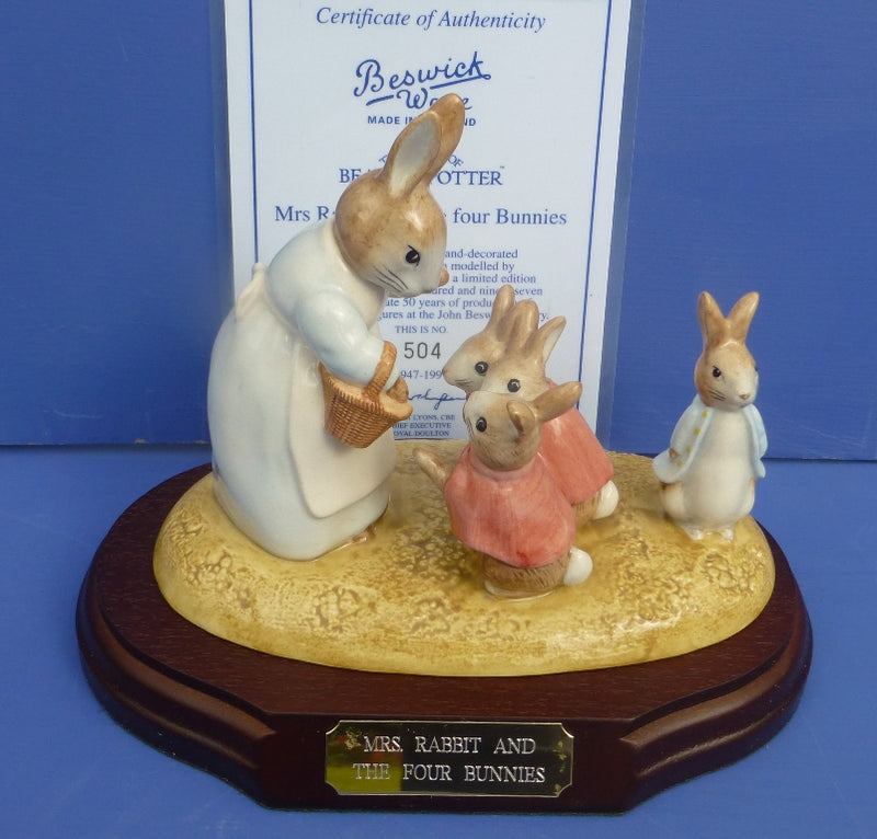 Beswick Limited Edition Beatrix Potter Figurine - Mrs Rabbit And The Four Bunnies (Boxed)