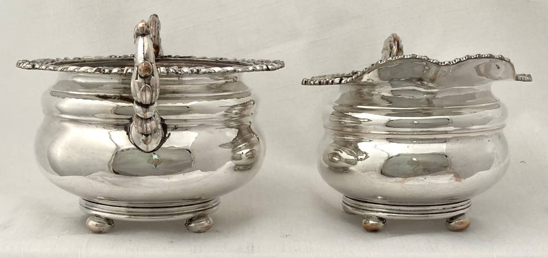 Georgian, George IV, Old Sheffield Plate Sugar Bowl & Cream Jug, circa 1820.