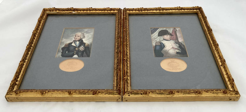 Pair of Gilt Framed Prints of Lord Nelson & The Emperor Napoleon, After Baxter.