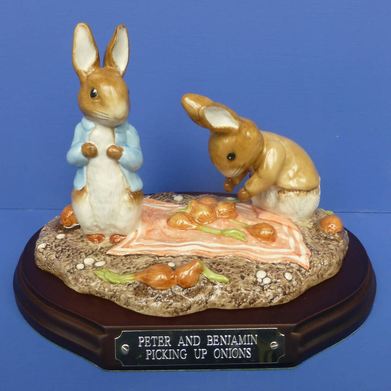 Beswick Limited Edition Beatrix Potter Figurine - Peter and Benjamin Picking Up Onions (Boxed)