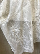 Leila Victorian design cream cotton lace curtain panel 36" x 84" long