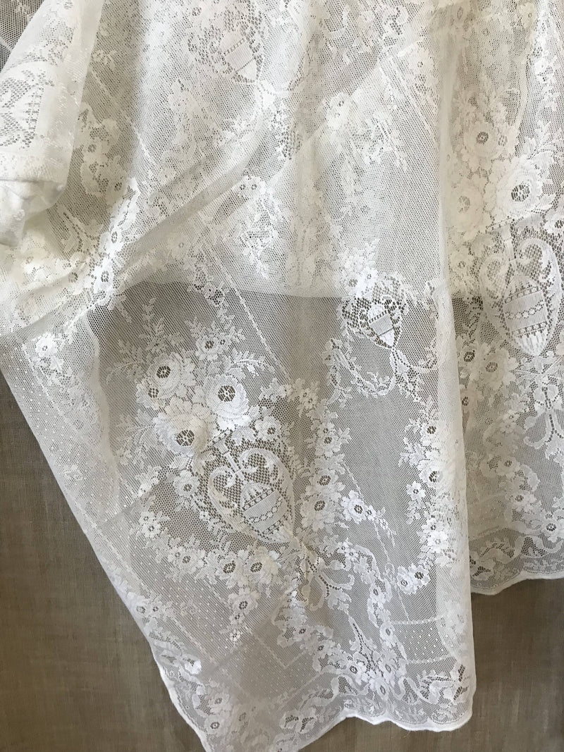 Lydia Victorian design cream cotton lace curtain panel 36" x 100" long