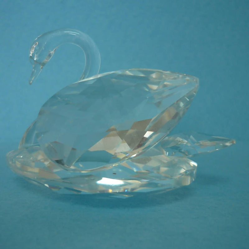 A Large Swarovski Crystal Swan with Faceted Body and Smooth Neck