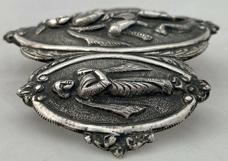 Burmese White Metal Figural Relief Buckle. 1.7 troy ounces.