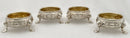 Georgian, George II, Set of Four Silver Salts. London 1742 Edward Wood. 9 troy ounces.
