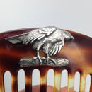 Large 1950's faux tortoiseshell hair comb with family crest