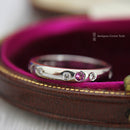 9ct White Gold Pink Sapphire & Diamond Band