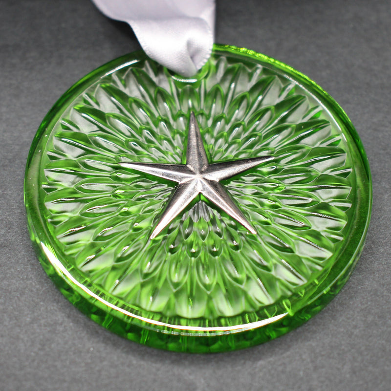 New Lalique: 2023 Green crystal “Plumes” Christmas ornament