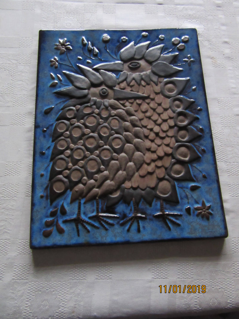 Royal Copenhagen 'Mad Bird' terracotta plaque Royal sculptor Johannes Hedegaarf