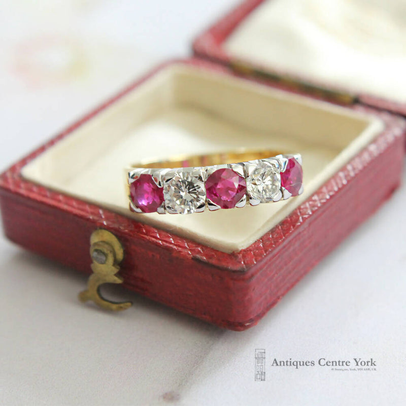 18ct Ruby & Diamond 5 Stone Ring