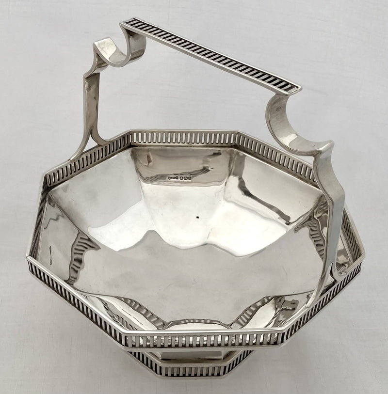 George V Octagonal Silver Basket. Sheffield 1918 Asprey & Co Ltd. 11.6 troy ounces.