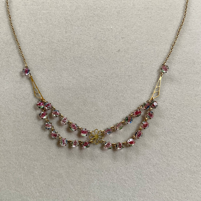 Varicoloured crystal necklace