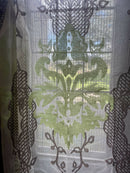 Scottish Madras Panel Classic Large a Scale Motif Antique Design in Espresso and Pistachio 68” / 36”