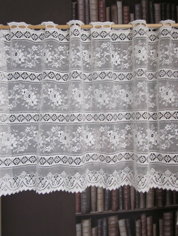 Rue de France white 18" cafe curtain bris-bise valance panelling by the metre