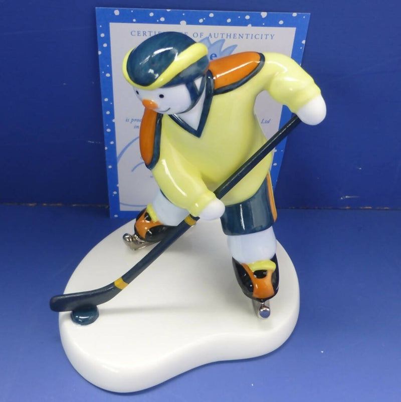Coalport Limited Edition Snowman Figurine - Ice Hockey (Boxed)