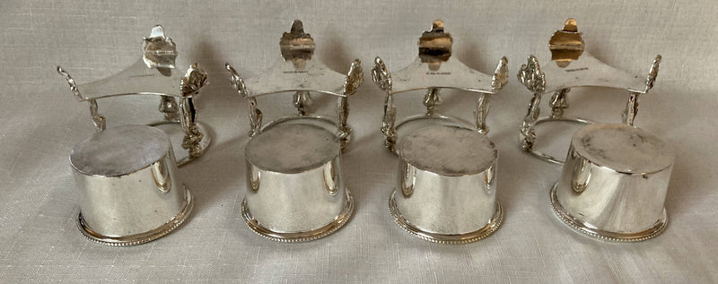 Napoleon Bonaparte Set of Four Silver Plated & Gilded Trefoil Salts. R. M. Johnson & Co. Sheffield circa 1880.