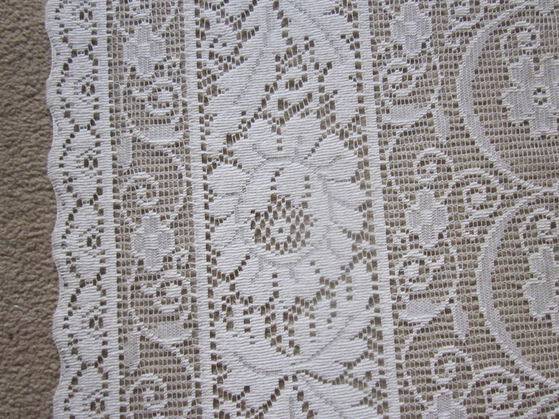 Vintage Design Enchanted Garden ivory readymade Cotton Lace Curtain Panel - 23"/41"