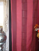 "Terese stripe" Antique classic earth red Madras Cotton Lace Curtain Panel- 48"x 74"readymade