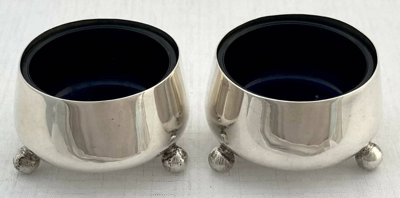 Victorian Pair of Dresser Style Silver Salts. London 1881 Edward Hutton. 2.4 troy ounces.