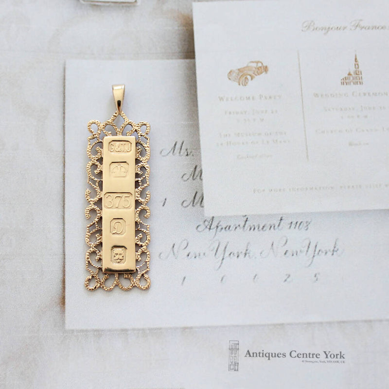 London 1978 9ct Gold Ingot Pendant