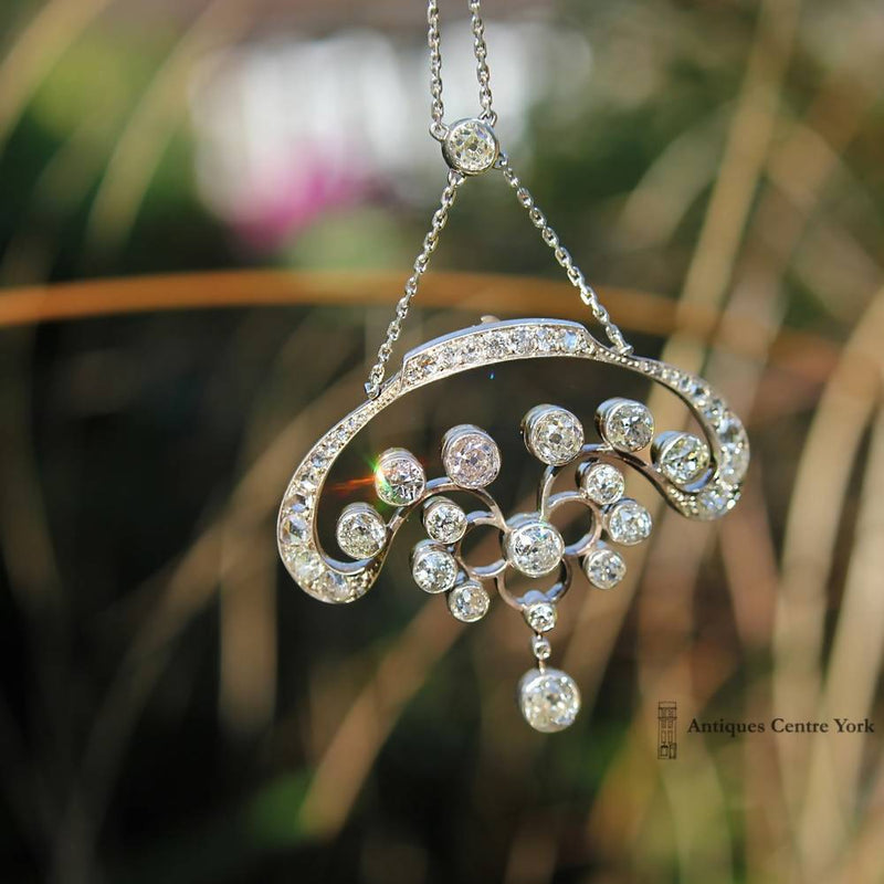 Fine Art Nouveau Belle Epoque Diamond Necklace/Brooch