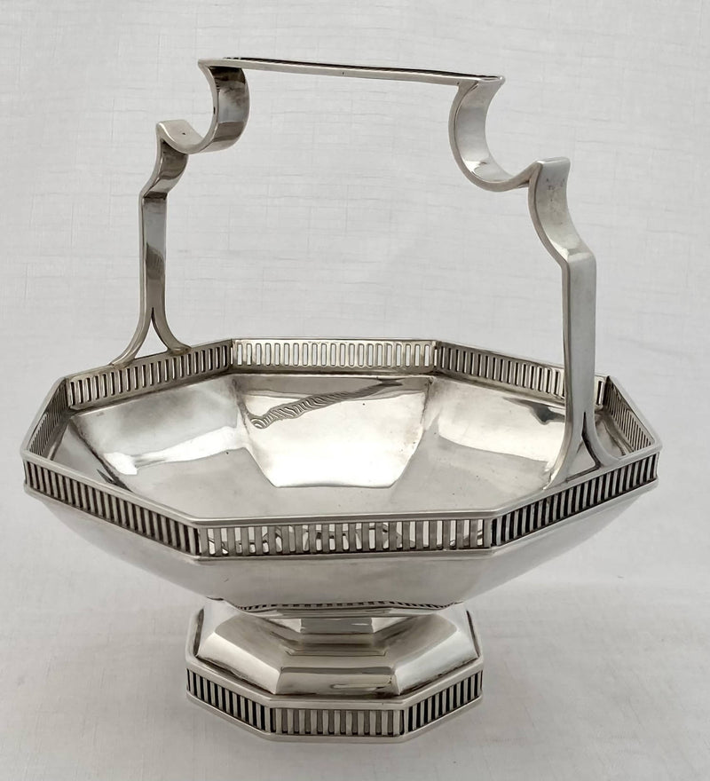 George V Octagonal Silver Basket. Sheffield 1918 Asprey & Co Ltd. 11.6 troy ounces.