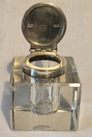 Asprey silver and cut glass cube inkwell. London 1904 Charles Asprey & George Asprey.