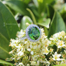 Platinum Fine Green Tourmaline & Diamond Cluster Ring