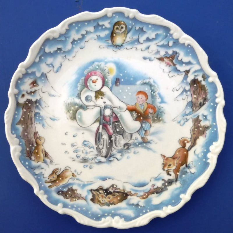 Royal Doulton Snowman Plate - Snowman's Motorbike Ride from the Series by Raymond Briggs