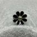 Hallmarked silver enamel daisy ring