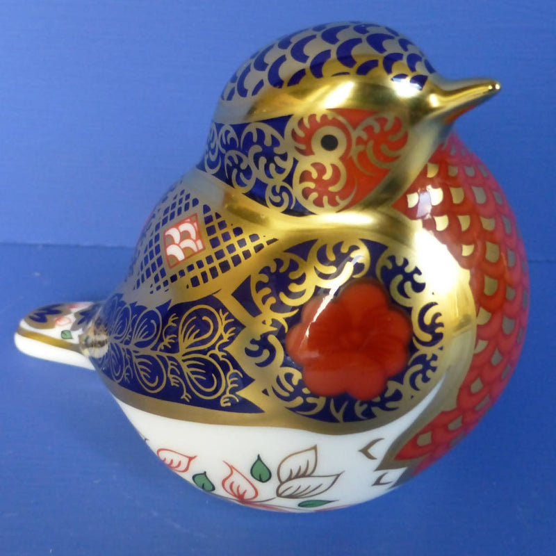 Royal Crown Derby Paperweight Old Imari Solid Gold Band (SGB) Robin (Boxed)