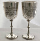 Pair of Silver Trophy Goblets for future Royal Navy Admiral P. M. R. Royds on H.M.S. Victoria. London 1891/92 George Jackson. 6 troy ounces.