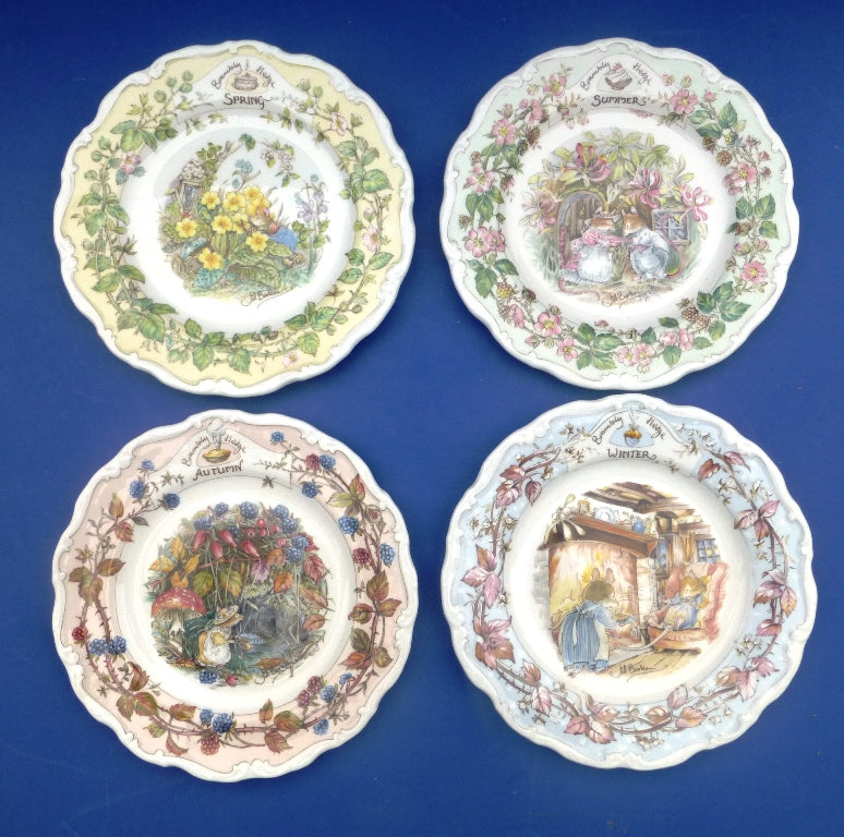 Royal Doulton Brambly Hedge Set of 4 Wall Plates - The Seasons - Spring, Summer, Autumn, Winter